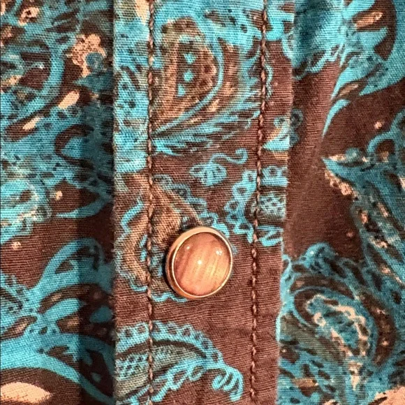 Men's Blue Paisley Western Button Up Shirt Cody James Authentic Western Wear - Picture 5 of 17